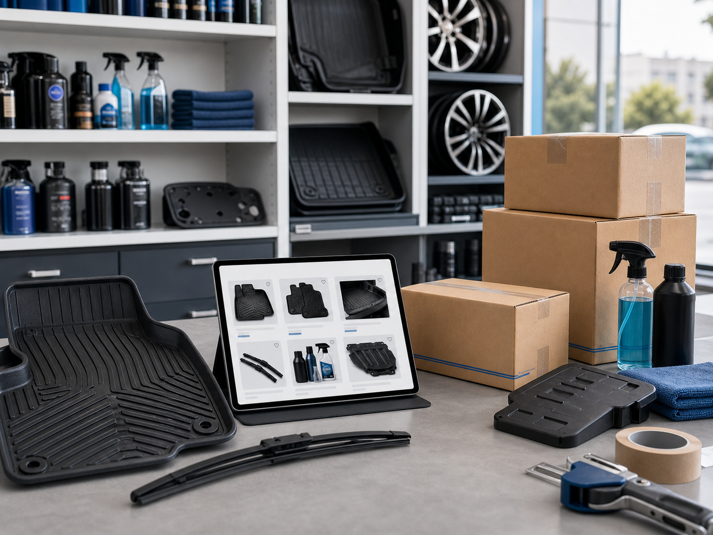 Showroom y preparacion de accesorios automotrices Global Commerce